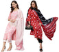 ANNI DESIGNER Women Cotton Blend Kurti with Pant and Dupatta Pack Of 2