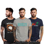 Peppyzone S to 5XL Stylish Printed Cotton Round Neck Tshirt for Men - 100% Cotton, Half Sleeve, Combo Pack of 3 T Shirts for Men