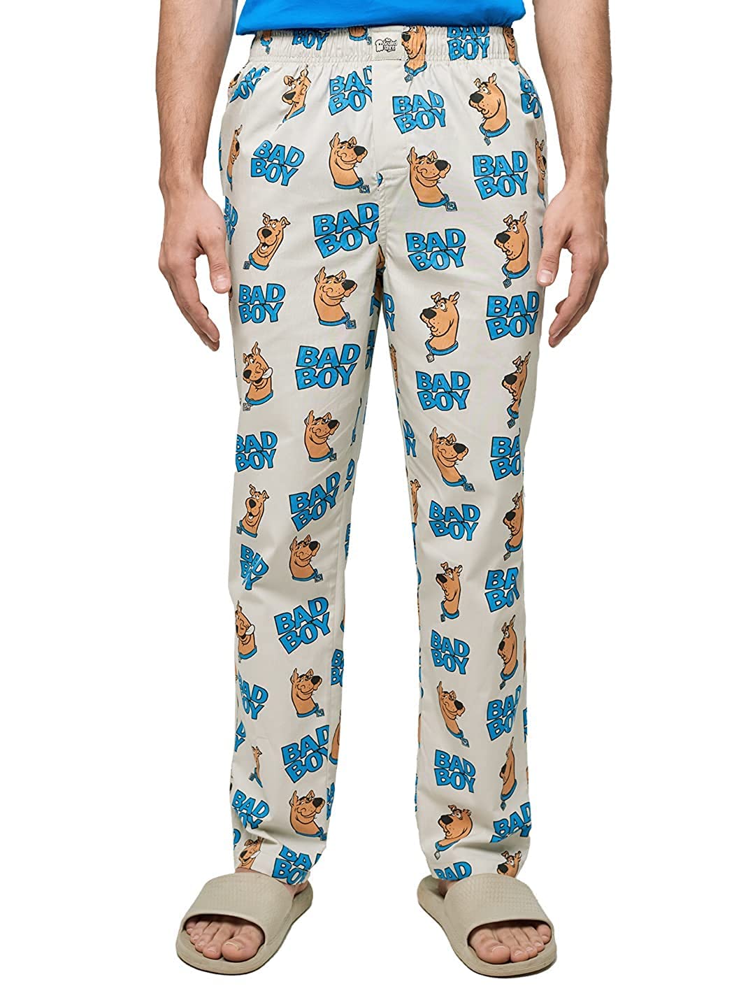 The Souled Store Men Official Scooby Doo: Baddest Boy Beige Cotton Pajamas