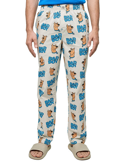 The Souled Store Men Official Scooby Doo: Baddest Boy Beige Cotton Pajamas