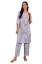 W For Woman Light Blue Paisley Printed Kurta Co-Ord Set