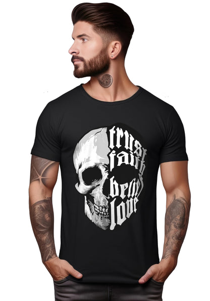 Peppyzone Mens Regular Fit T-Shirt (PZ-Skull437_Black3