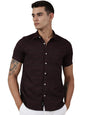 Thomas Scott Short Sleeve Embroderied Casual Shirt for Men Wine