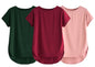 Fabricorn Combo Of Three Plain Maroon, Bottle Green And Dusty Rose Round Neck Up And Down Cotton Tshirt For Women (Maroon, Bottl