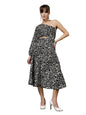 Oomph! WomenS Western & Fusion Wear Printed Crepe Dress For Women, One Shoulder, Black - Md1064