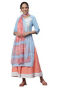 Aurelia Blue Floral Printed Cotton Kurta Dupatta Bottomwear Set For Women