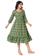 Selvia Western Dress For Women|Cotton Blend Dress For Women|Fit & Flare Dress|Foil Printed Dress For Women|One Piece Dress For W