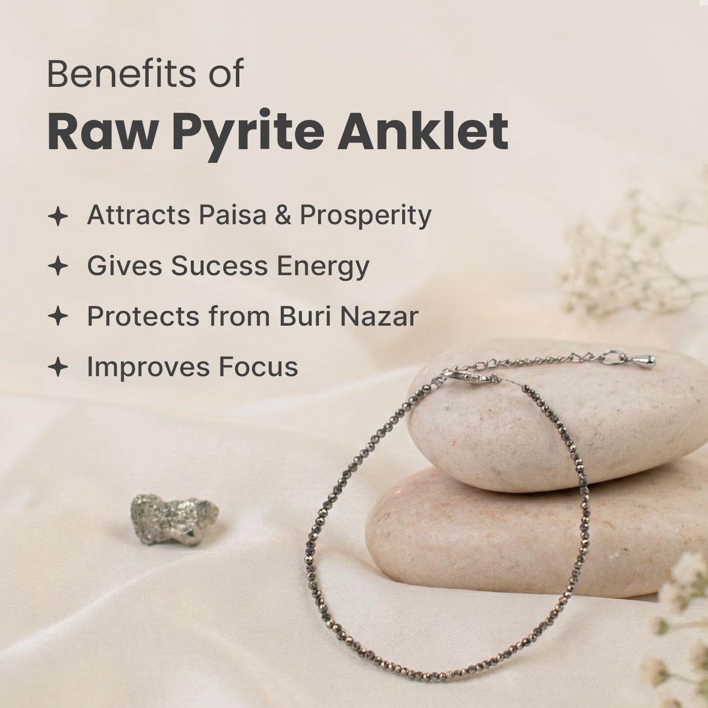 Astrotalk Raw Pyrite Anklet | Stone of Money, Protection & Power | Pyrite Anklet for Women | Best Gift Items | Spiritual Jewellery for Women | Valentine Gift for Girlfriend
