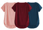 Fabricorn Combo Of Three Plain Maroon, Dusty Rose And Airforce Blue V-Neck Up And Down Cotton Tshirt For Women (Maroon, Dusty Ro