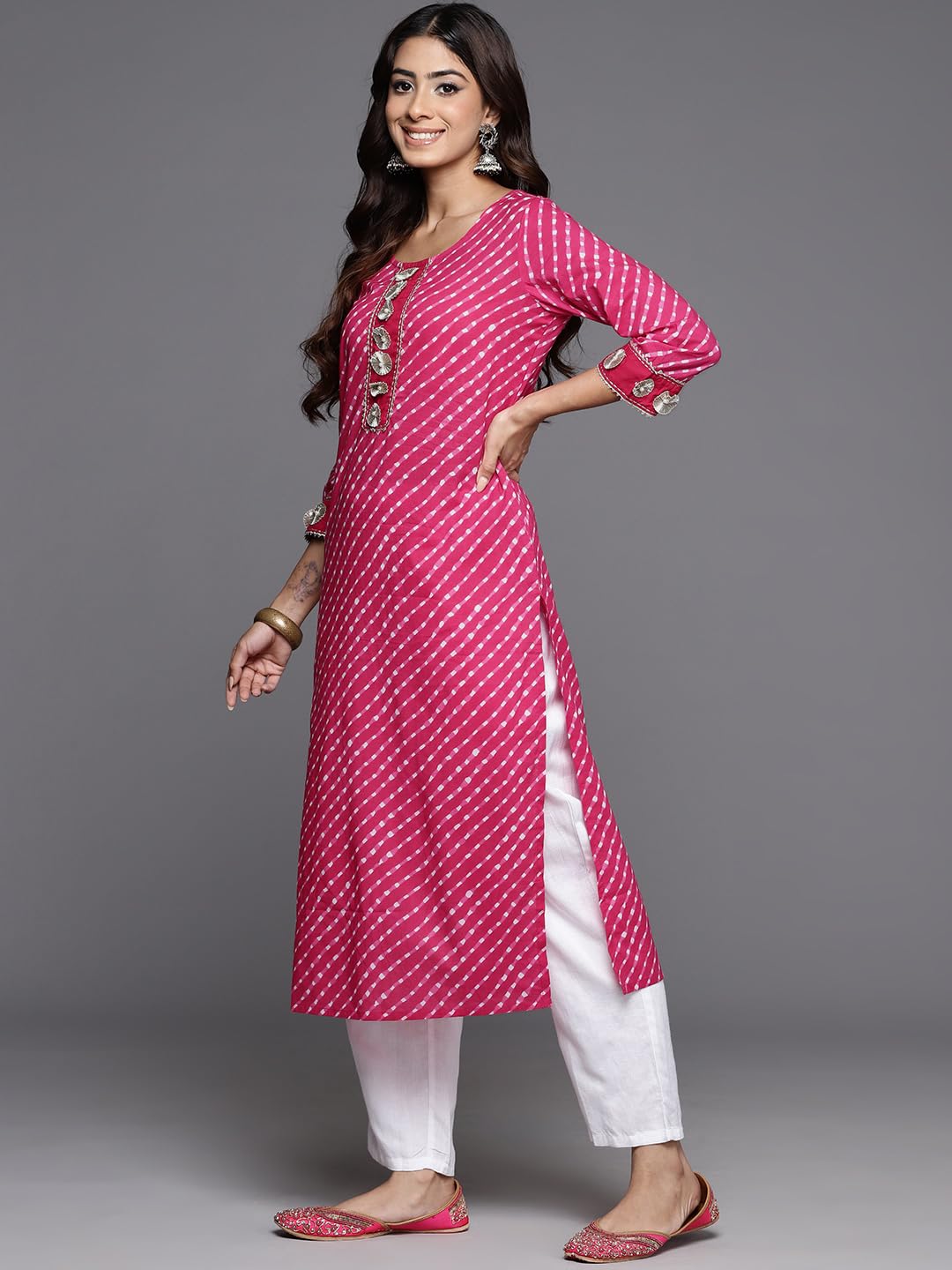 Libas WomenS Cotton Printed Straight Kurta (58123_Pink