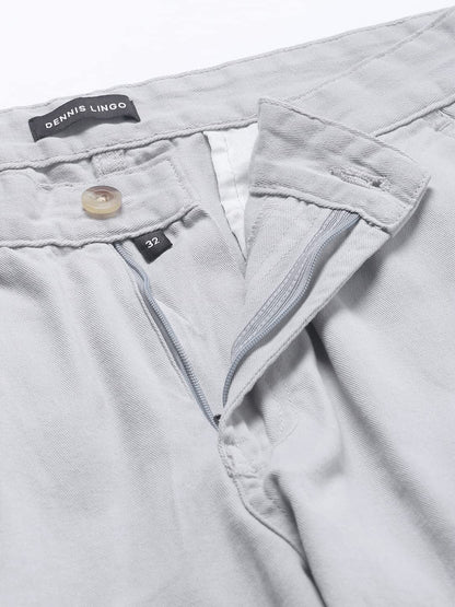 Dennis Lingo Slim Fit Light Grey Solid Cargo for Men