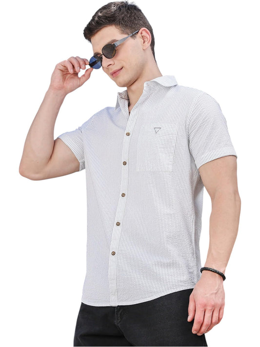 Thomas Scott Slim Fit | 100% Cotton | Short Sleeve | Shirts for Men LightGrey