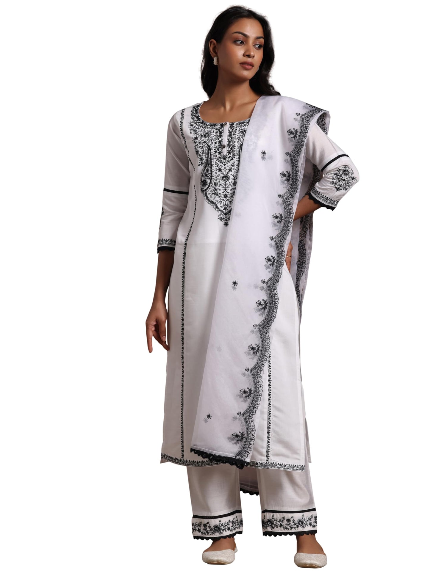 Libas WomenS Pure Cotton Kurta Set (27823_White