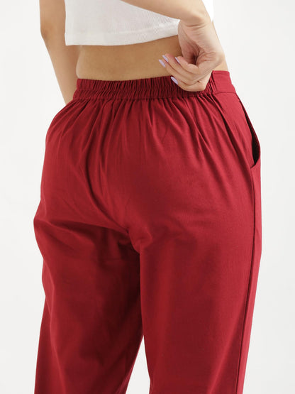 Digital Shopee Women Cotton Pant Stretchable Regular Slim Fit Trouser | Pocket Pants For Office | Cotton Casual Pant For WomenS
