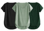 Fabricorn Combo Of Three Plain Bottle Green, Black And Sage Green V-Neck Up And Down Cotton Tshirt For Women (Bottle Green, Blac