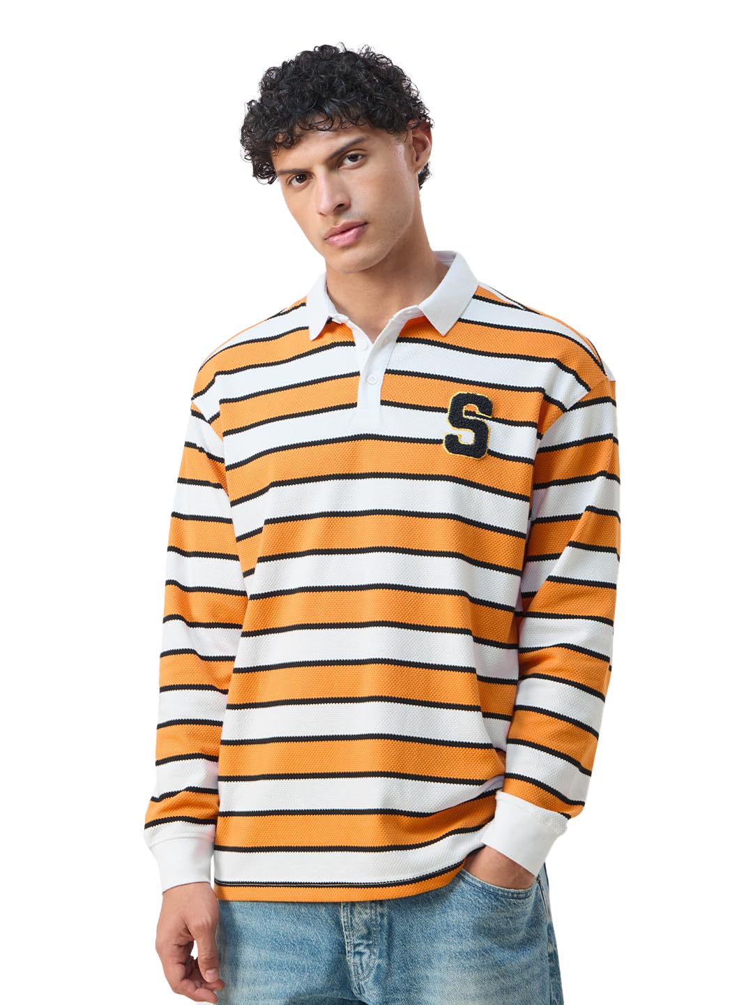 The Souled Store Originals: Stanford Men and Boys Long Sleeves Collared Neck Striped Cotton Blend Regular Fit Comfortable Lightw