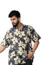 Brown Culture MenS Cotton Blend Floral Print Shirt With Spread Collared Half Sleeves Standard Length And Button Down Closure Ty