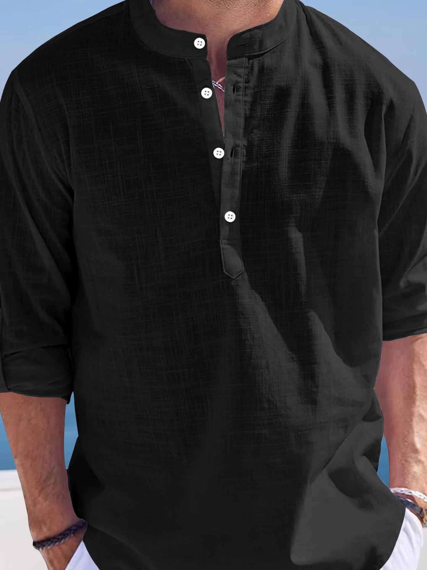 Noble Monk Men Full Sleeve Solid Casual Regular Fit Mandarin/Chinese Collor Short Kurta For Men