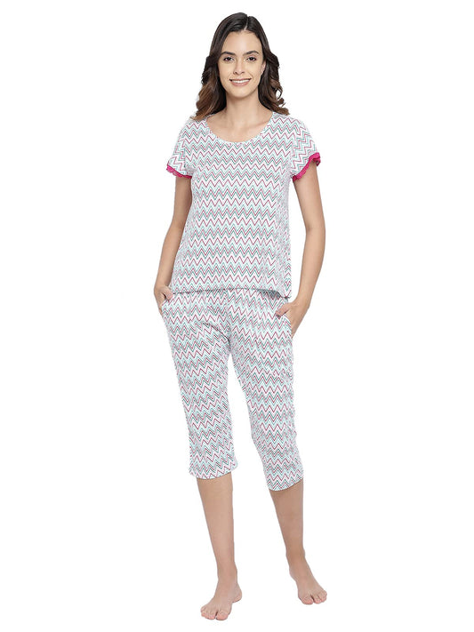 Clovia WomenS Capris Pajama Set (Ls0271A18M_White_M)