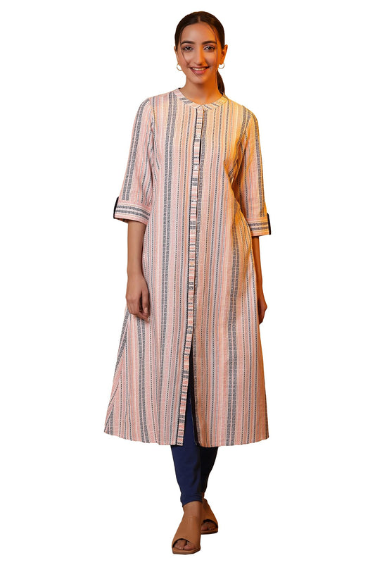 Aurelia Women's Striped Cotton A-line Kurta