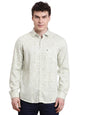 Turtle Men Slim Fit Printed Excel Linen Olive Casual Shirt