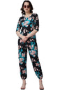 POPWINGS Casual Printed Top and Joggers Set for Women || Stylish Summer Co-Ords Set for Women || Round-Neck Top and Joggers Comb