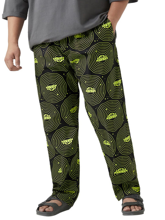 Bewakoof Official Rick and Morty Merchandise Mens All Over Printed Regular Fit Poplin Plus Size Pyjamas_642216_Black_5XL