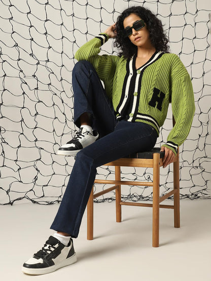 Hubberholme Women Acrylic Knitted Regular Fit V Neck Full Sleeves Sweaters 17