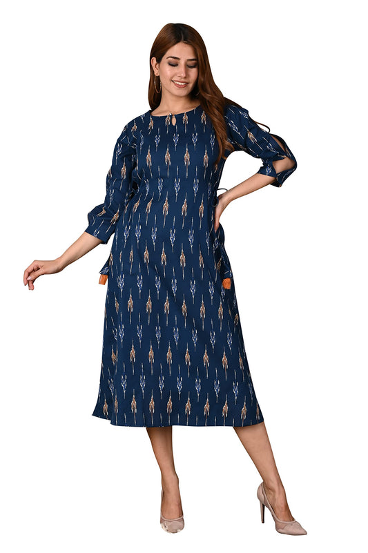 GoSriKi Women's Cotton Blend Printed Regular Kurti