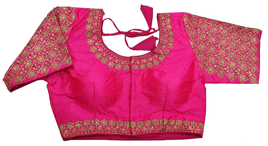 Vihu Fashion WomenS Heavy Embroidery Handwork Half Sleeves Readymade Blouse