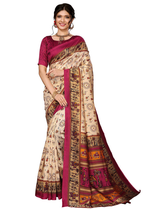 Yashika Womens Woven Saree with Matching Unstitched Blouse and Soft Art Silk Fabric Ultimate Comfort-Suitable for Parties, Fest