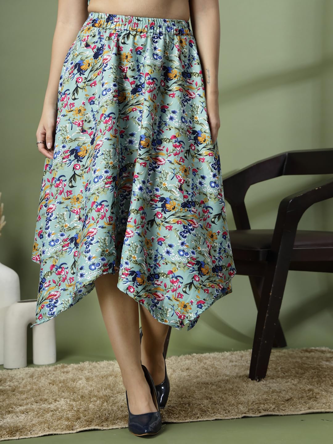 OOMPH! Long Skirts for Women Blue - msk179