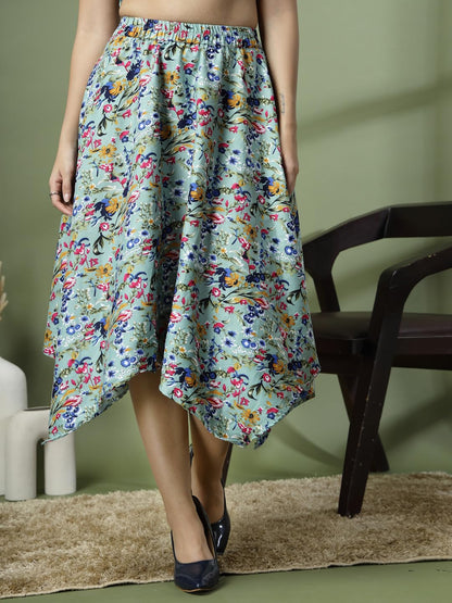 OOMPH! Long Skirts for Women Blue - msk179
