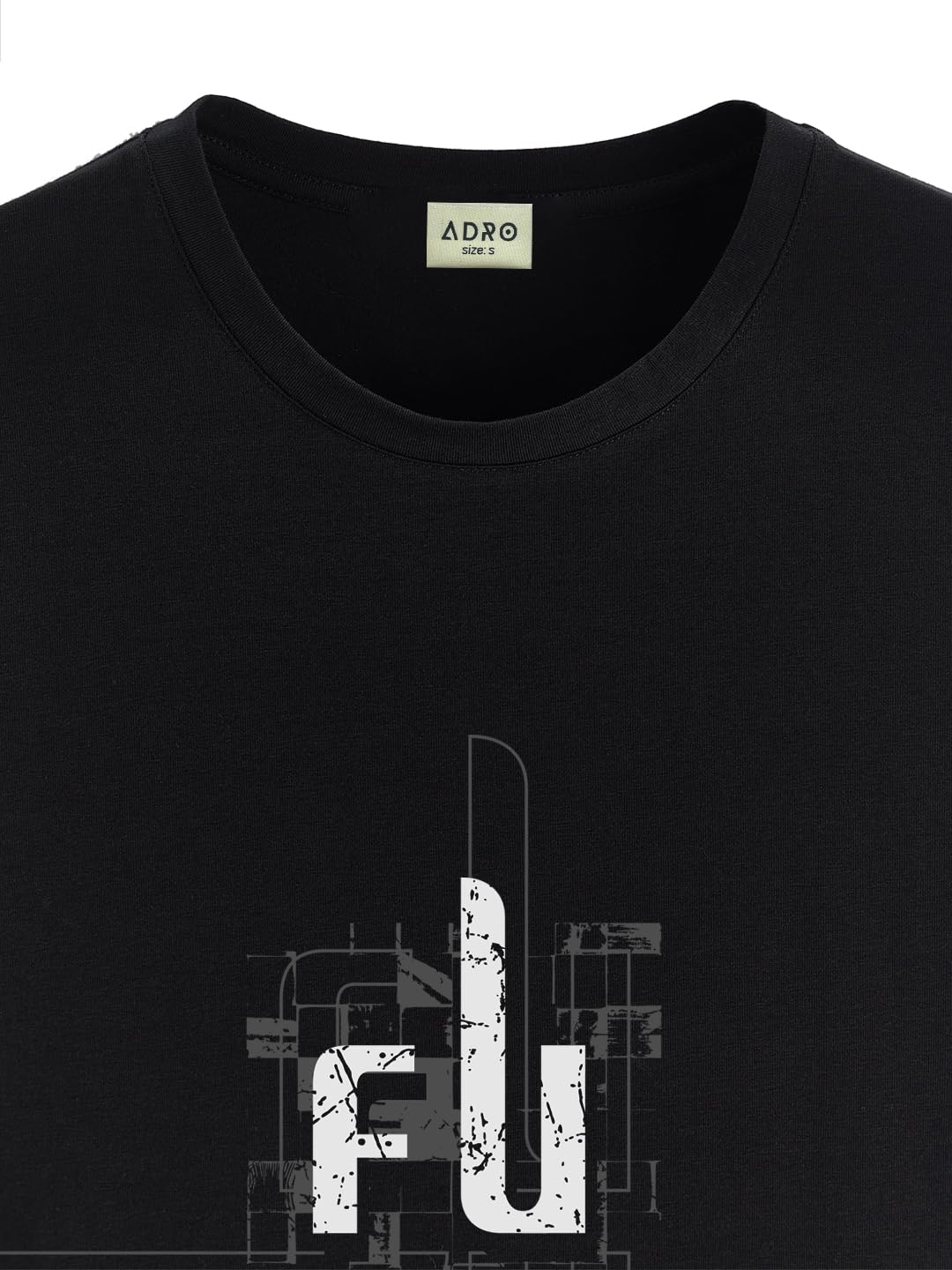 ADRO Men's Graphic Printed 100% Cotton T-Shirt - Regular Fit, Printed T-Shirts for Men (RN24-FTR-BL_Black)