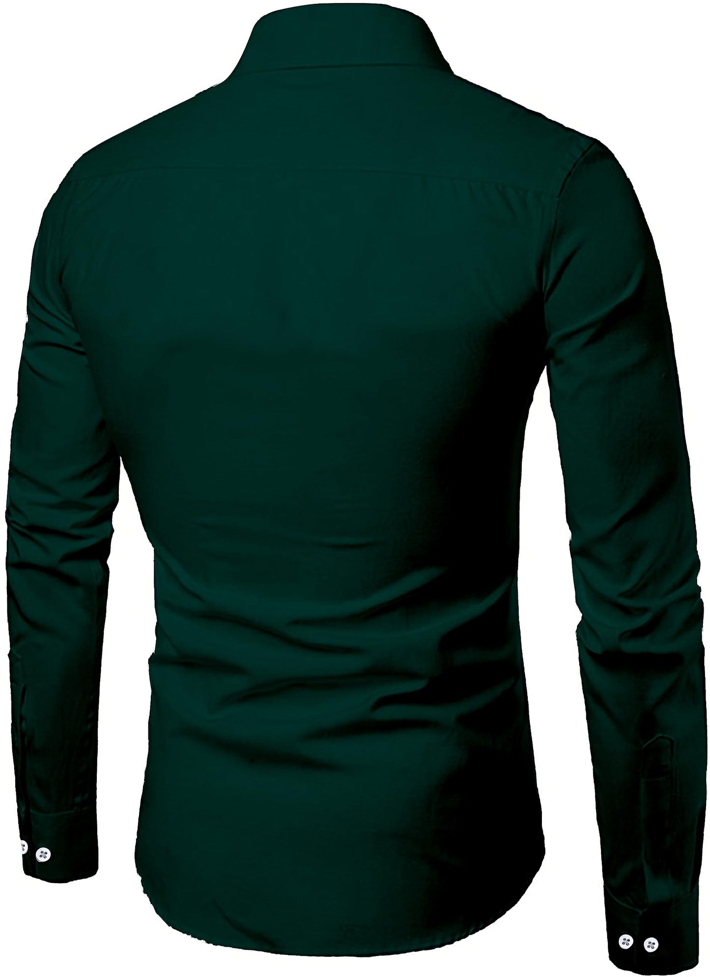 Mildin MenS Regular Cotton Blend Dark Green Slim Fit Solid Button Down Spread Collar Full Sleeve Curved Hemline Formal Shirt Wi