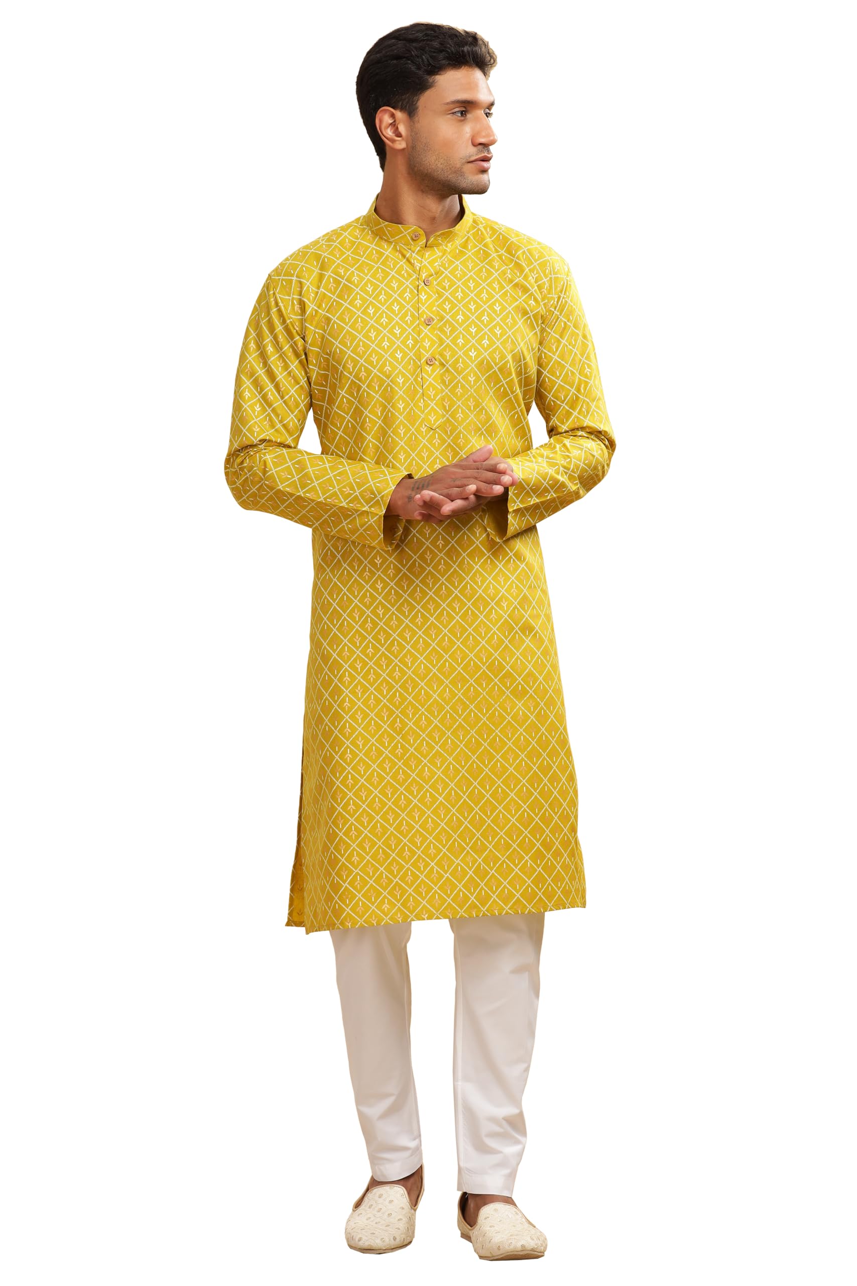 Be Active MenS Cotton Regular Fit Kurta (C-399-2_Green-1