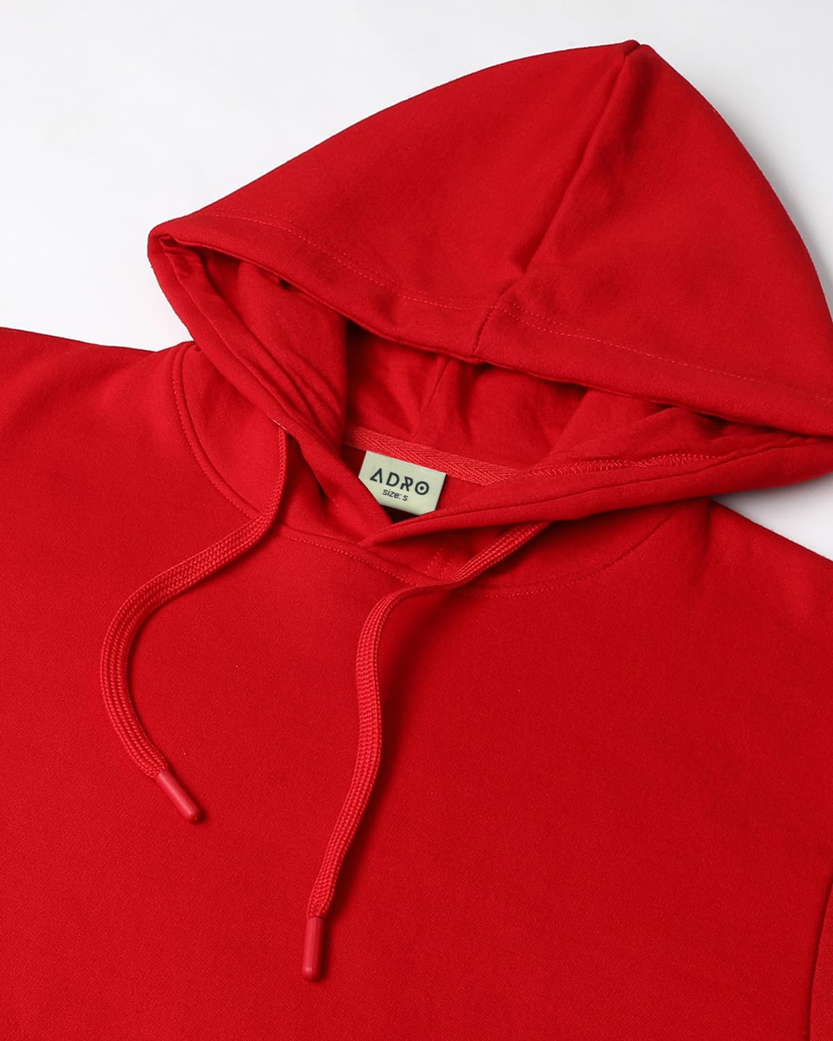 ADRO Men's Cotton Neck Hooded Sweatshirt (H24-M-PLN-RD_Red