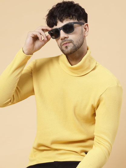 Rigo Mens Solid Regular Fit T-Shirt (CT08231592_Yellow