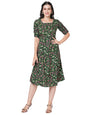 Selvia Western Dress For Women|Crepe Dress For Women|Fit & Flare Dress|Floral Printed Dress For Women|One Piece Dress For Women