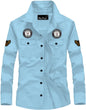 Kadiyu MenS Cotton Blend Shirt With Pockets Full Sleeves Round Collar Neck Botton Down Closure Solid Pattern Relaxed Fit And St