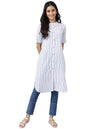 Aurelia Women White Cotton Stripes Printed Straight Kurta_22Aua13355-702450_Xxl