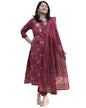Gosriki WomenS Rayon Blend Straight Printed Kurta With Pant & Dupatta (Parava Maroon-Gs_Xxl_Maroon_Xx-Large)