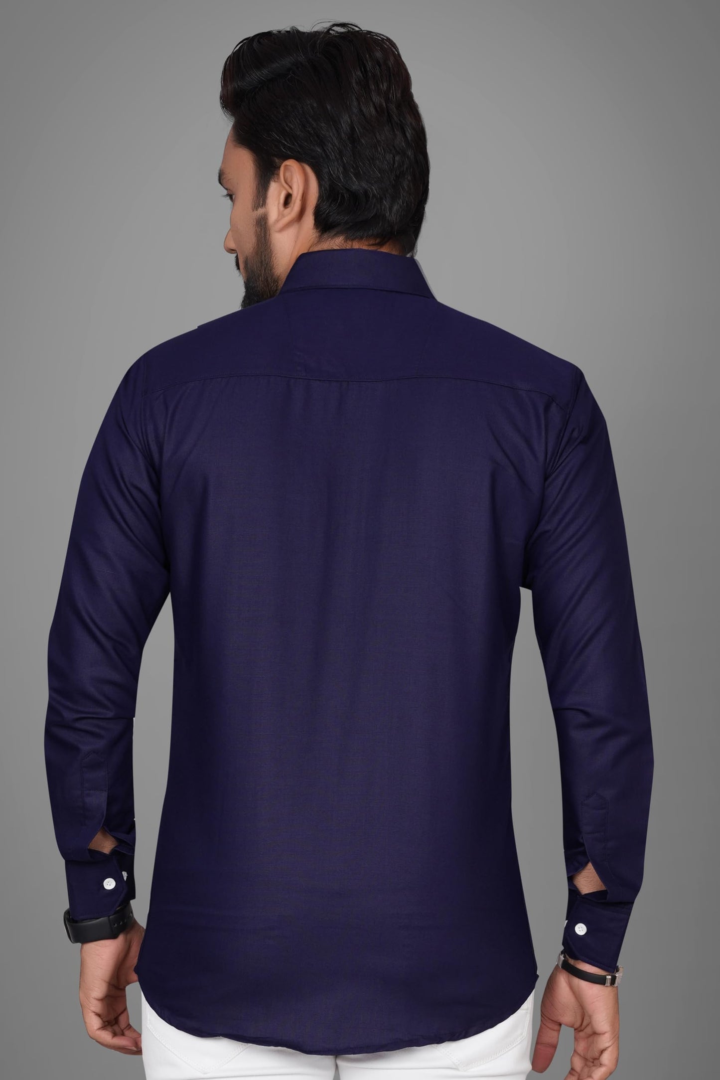Besix MenS Cotton Blend Solid Shirt With Spread Collared Full Sleeve Button Closure Curved Hem Straight Length And One Pocket |