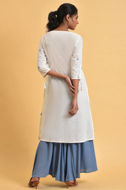 W for Woman White Floral Print Summer Kurta