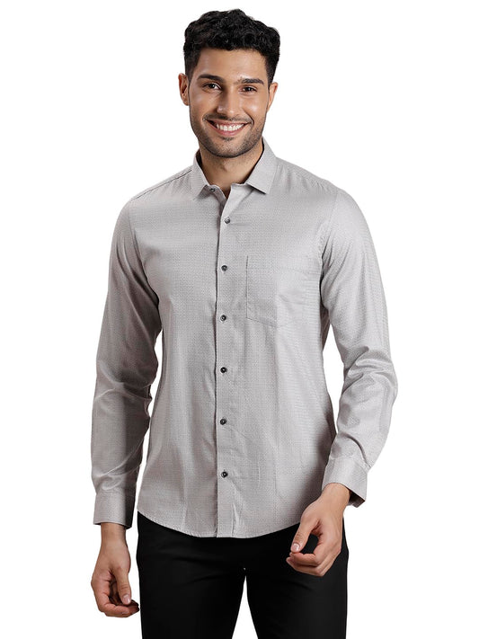 Turtle Men 100% Cotton Slim Fit Grey Formal Shirt
