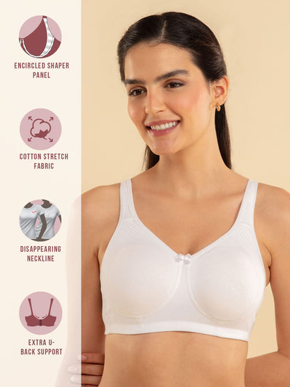 NYKD Encircled with Love Everyday Cotton Bra for Women Non Padded, Wirefree, Full Coverage - Side Support Shaper - Bra, NYB169,