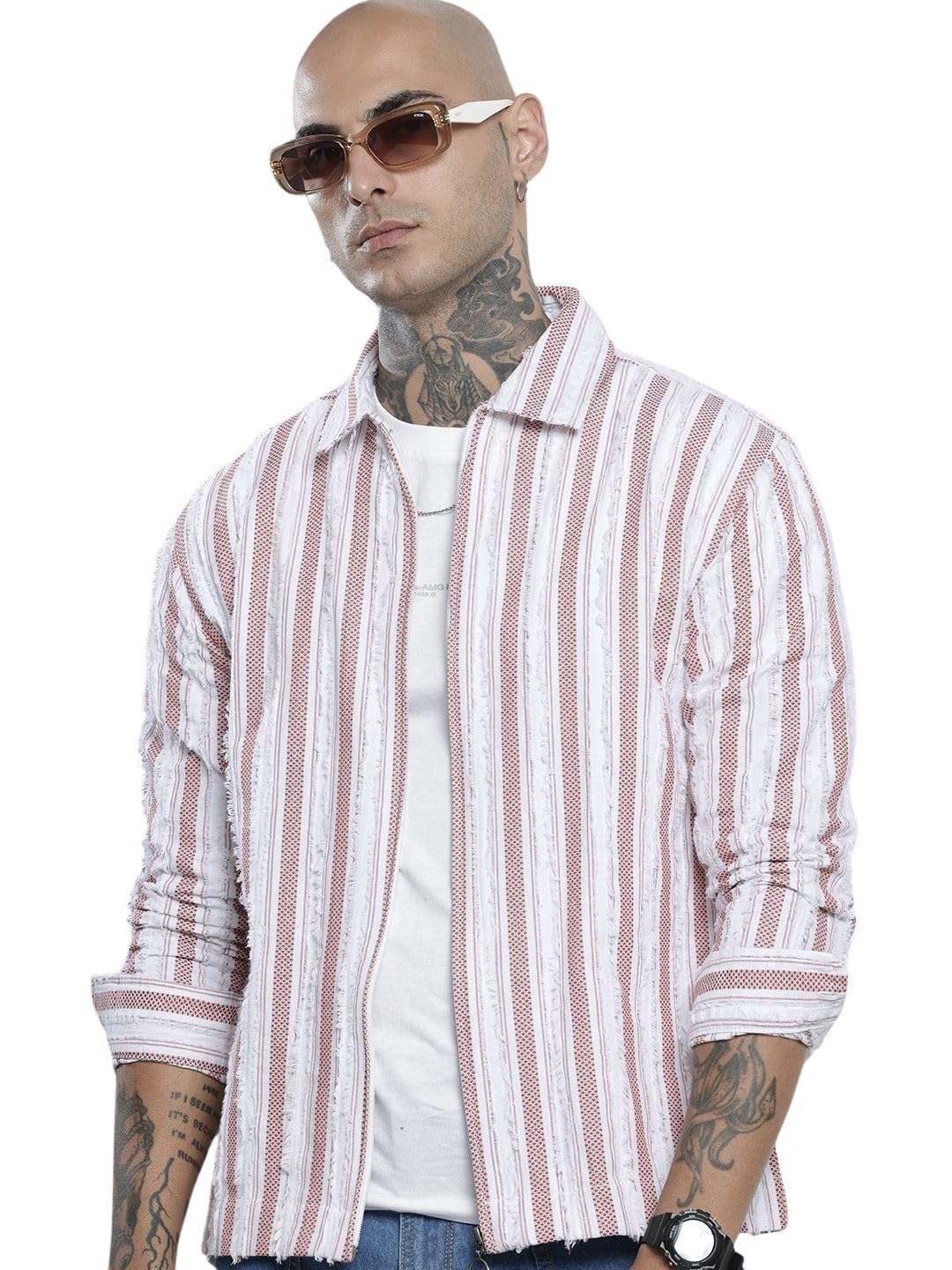 The Indian Garage Co Mens Relaxed Fit Striped Long Sleeves Resort Sweater