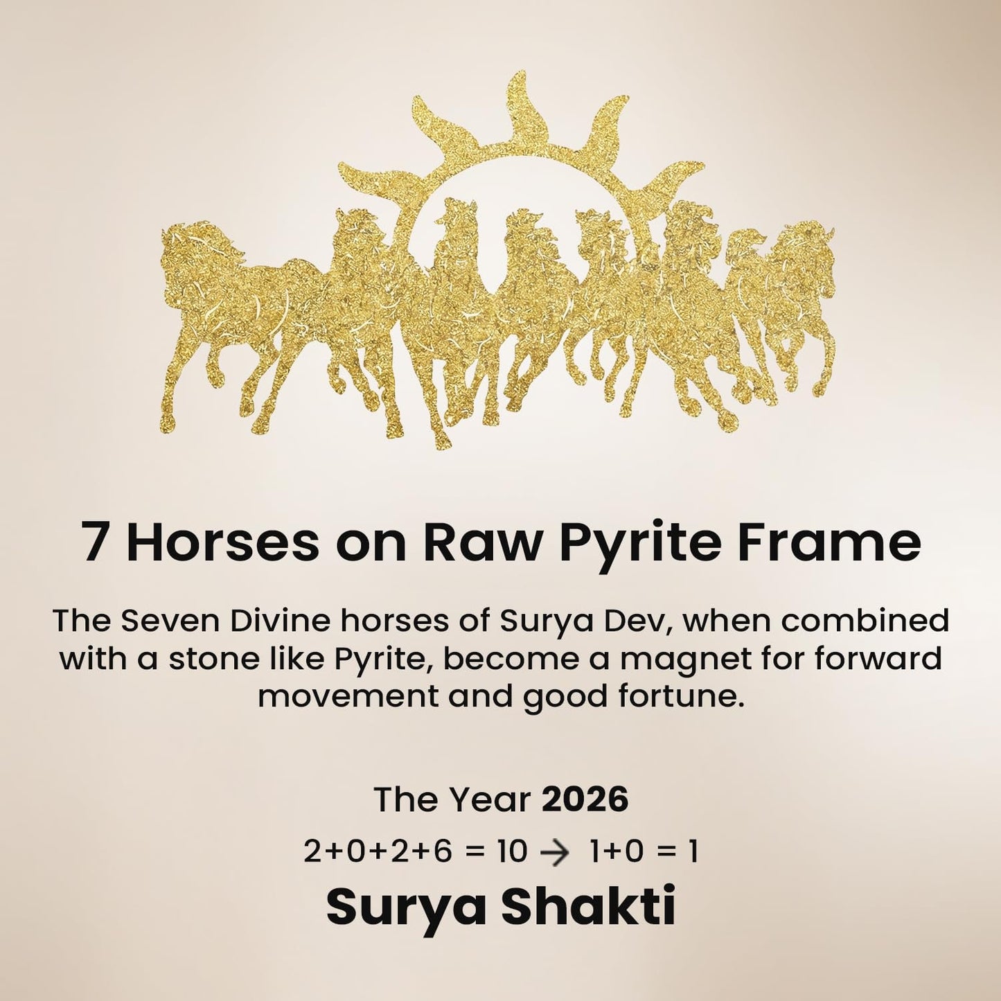 Astrotalk 7 Horses on Raw Pyrite Frame | Seven Horses Wall Decor Pyrite Stone Frame for Success & Fame | Vastu Items for Money Attraction | Wall Decor | Ideal Gift | 7.5x7.5 Inch | 1 Piece