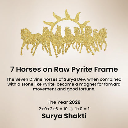 Astrotalk 7 Horses on Raw Pyrite Frame | Seven Horses Wall Decor Pyrite Stone Frame for Success & Fame | Vastu Items for Money Attraction | Wall Decor | Ideal Gift | 7.5x7.5 Inch | 1 Piece