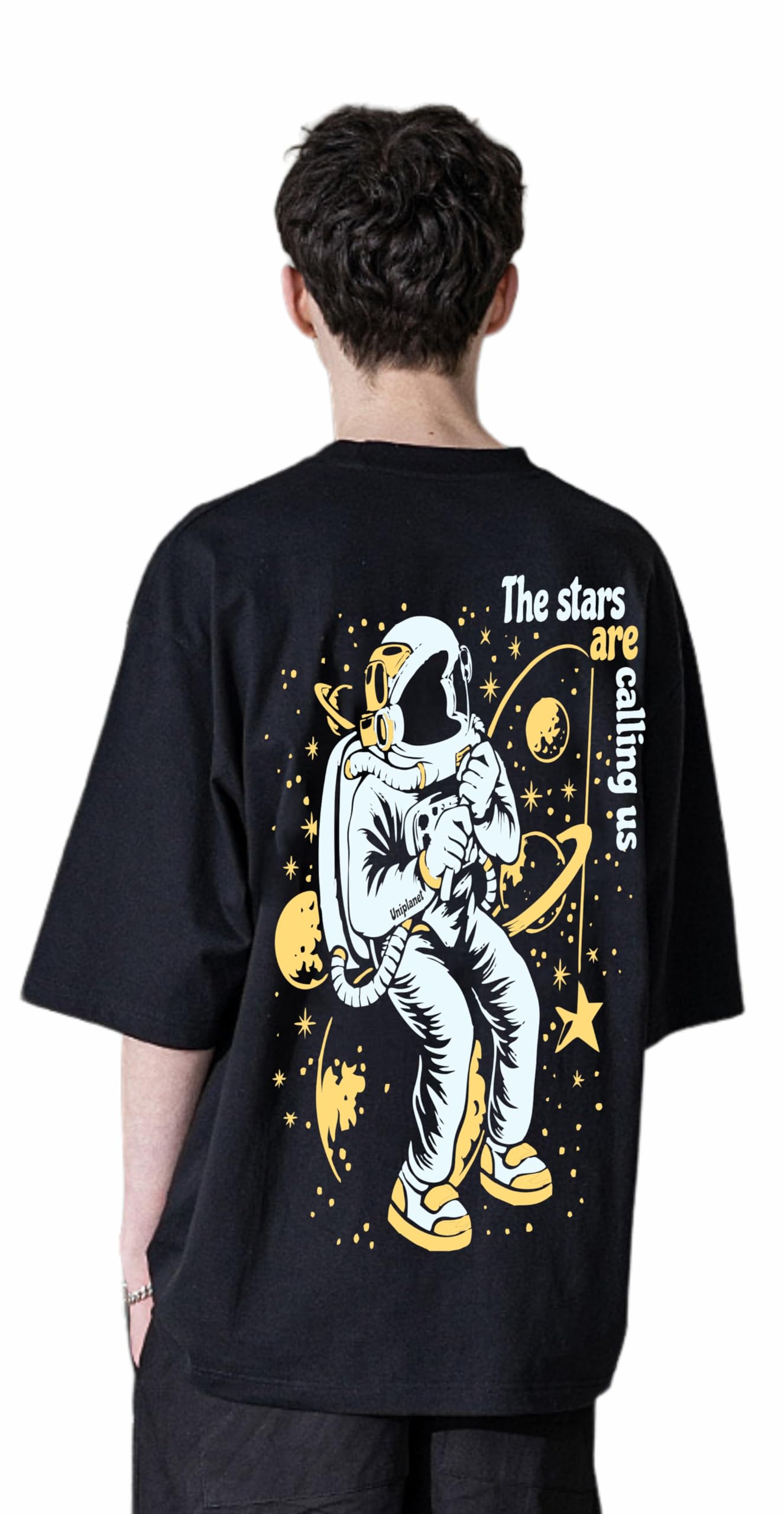 Oversize T Shirt Spman Star 100% Cotton Printed Black T Shirt For Men